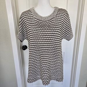 Women's Brown and Cream Striped Sweater